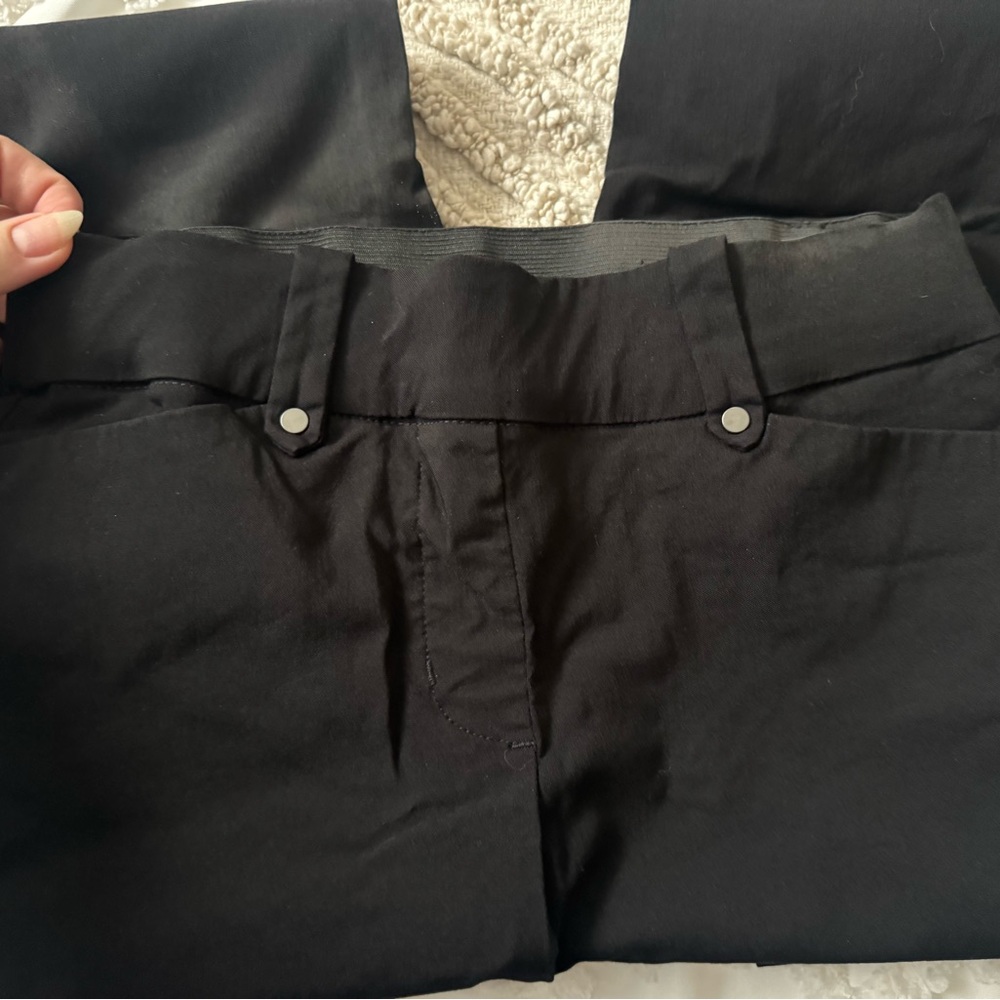 Black Capri Dress Pants with Button Details